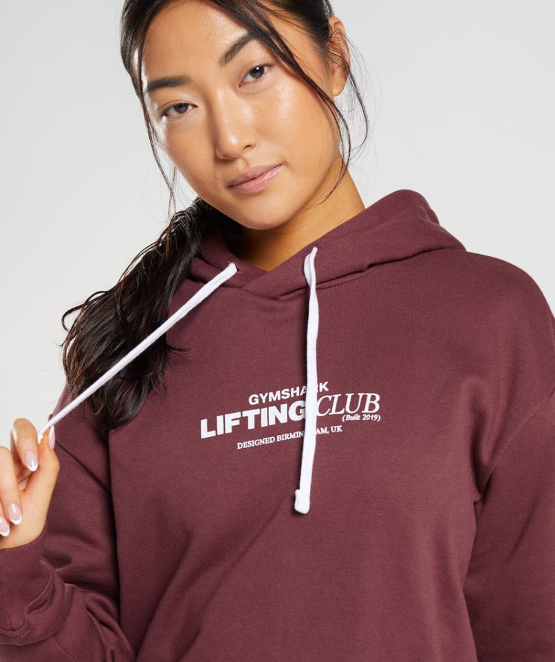 Women's Gymshark Social Club Oversized Hoodie Brown | CA A368N7